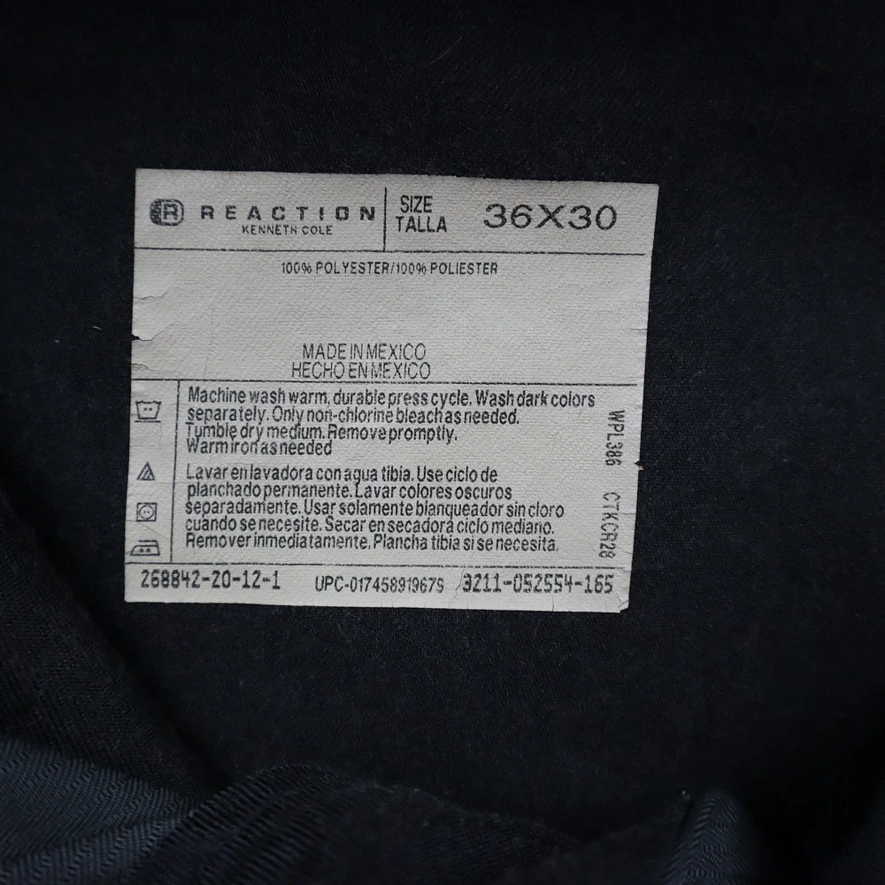 Kenneth Cole Reaction Dress Pants Mens 36x30 Gray Herringbone Flat Front Slacks